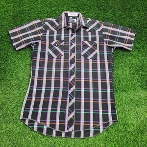 Vintage 80s Wrangler Pearl-Snap Shirt Large 24x34 Long-Tails